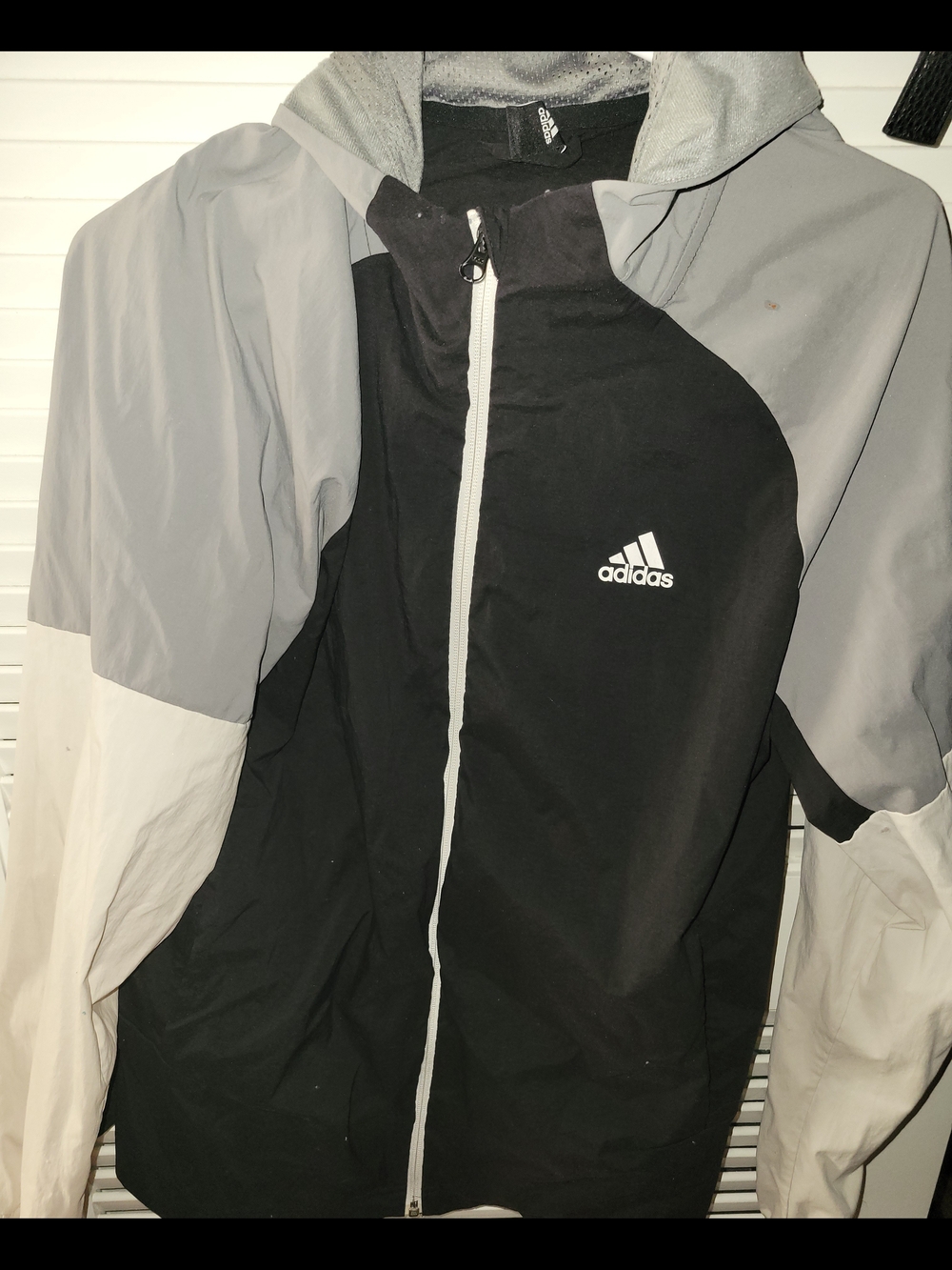 adidas Men’s Black, Gray & White Colorblock Windbreaker Jacket